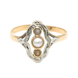 Bague Trilogie en or blanc, or jaune et perles - Castafiore