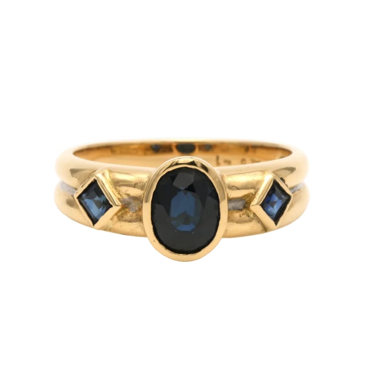 Bague Trilogie en or blanc, or jaune et saphirs - Castafiore