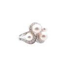 Bague Trilogie en or blanc, perle et diamant - Castafiore