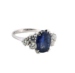 Bague Trilogie en or blanc, saphir et diamants - Castafiore