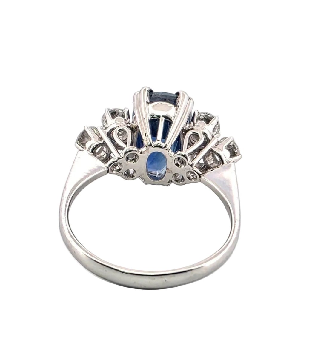 Bague Trilogie en or blanc, saphir et diamants - Castafiore