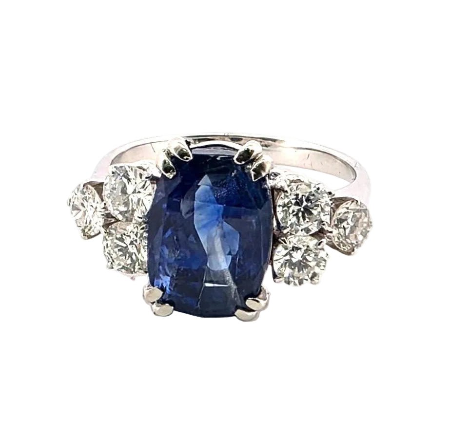 Bague Trilogie en or blanc, saphir et diamants - Castafiore