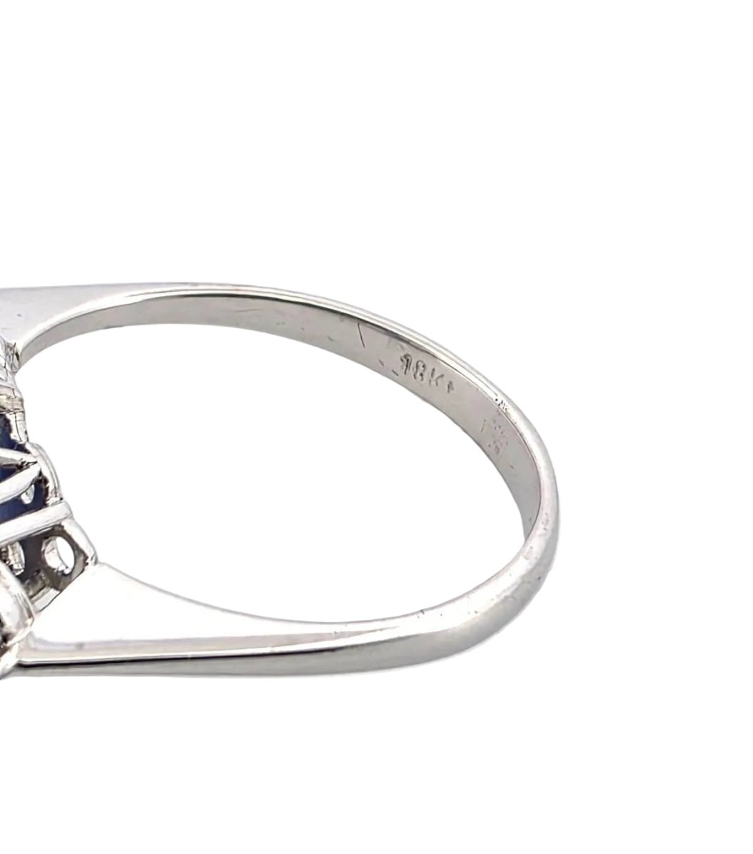 Bague Trilogie en or blanc, saphir et diamants - Castafiore