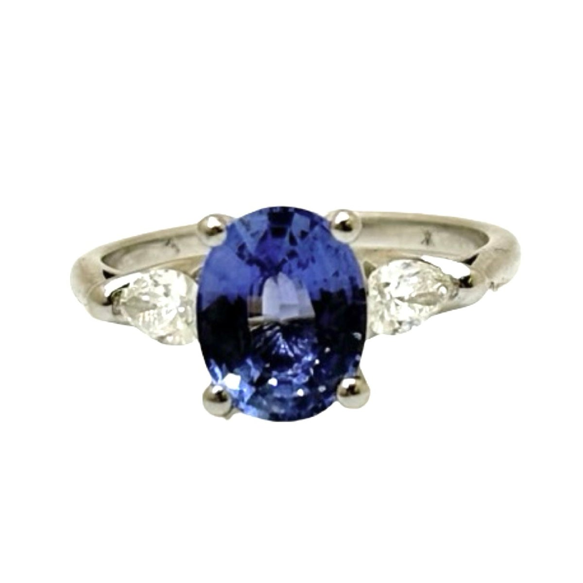 Bague Trilogie en or blanc, saphir et diamants - Castafiore