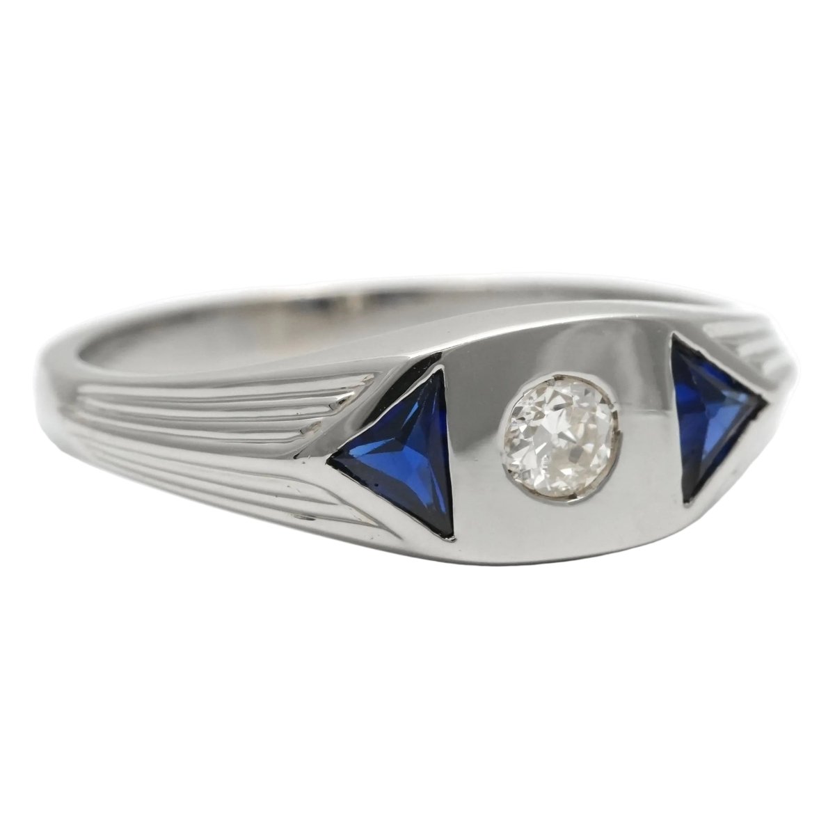 Bague Trilogie en or blanc, saphirs et diamant - Castafiore