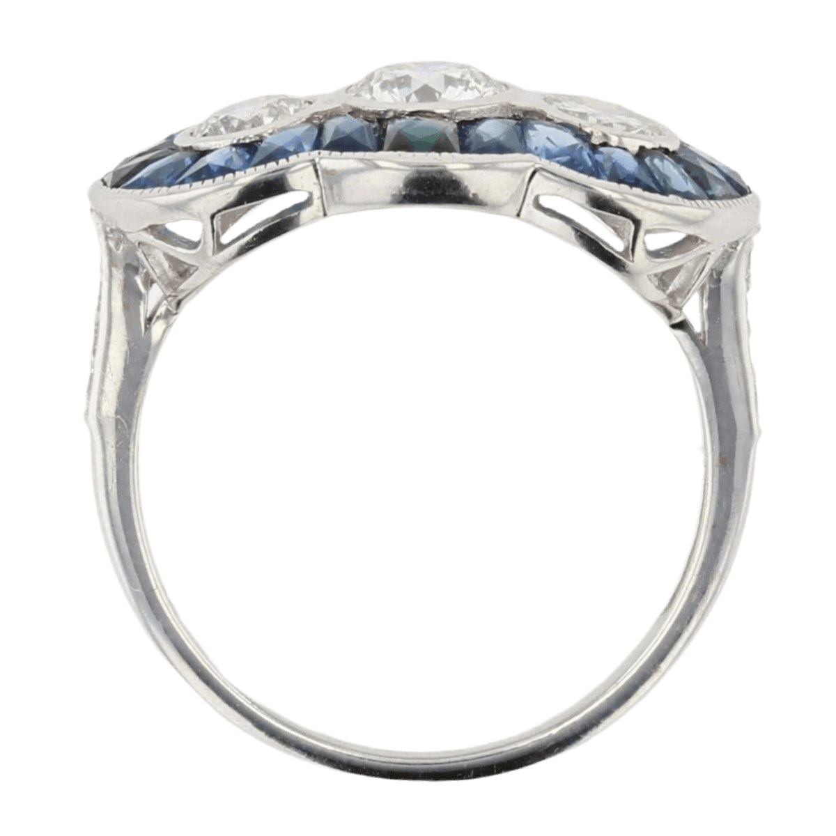 Bague Trilogie en or blanc, saphirs et diamants - Castafiore