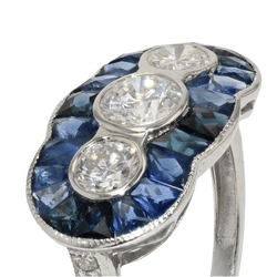 Bague Trilogie en or blanc, saphirs et diamants - Castafiore