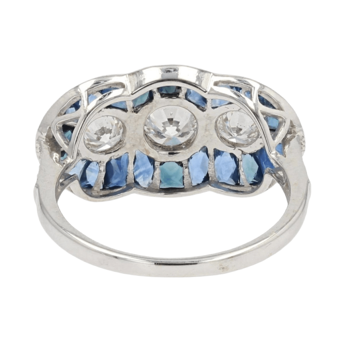 Bague Trilogie en or blanc, saphirs et diamants - Castafiore