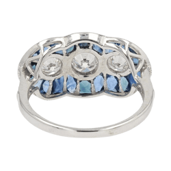 Bague Trilogie en or blanc, saphirs et diamants - Castafiore