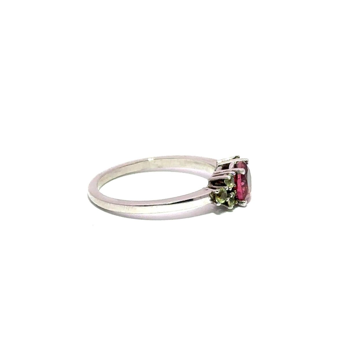 Bague Trilogie en or blanc, tourmaline et péridots - Castafiore