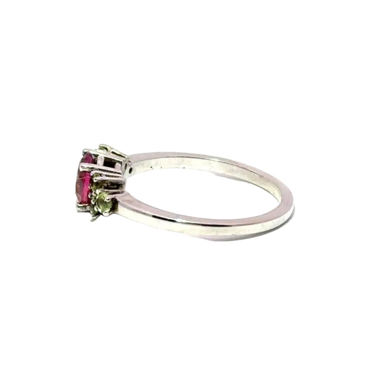 Bague Trilogie en or blanc, tourmaline et péridots - Castafiore