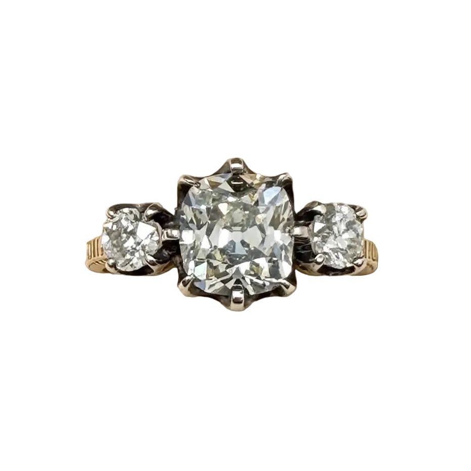 Bague Trilogie en or jaune, argent et diamants - Castafiore