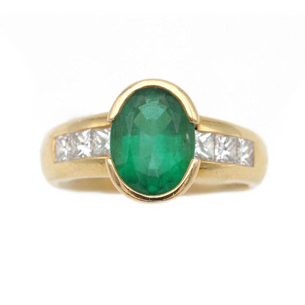 Bague Trilogie en or jaune, émeraude et diamants - Castafiore