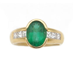 Bague Trilogie en or jaune, émeraude et diamants - Castafiore