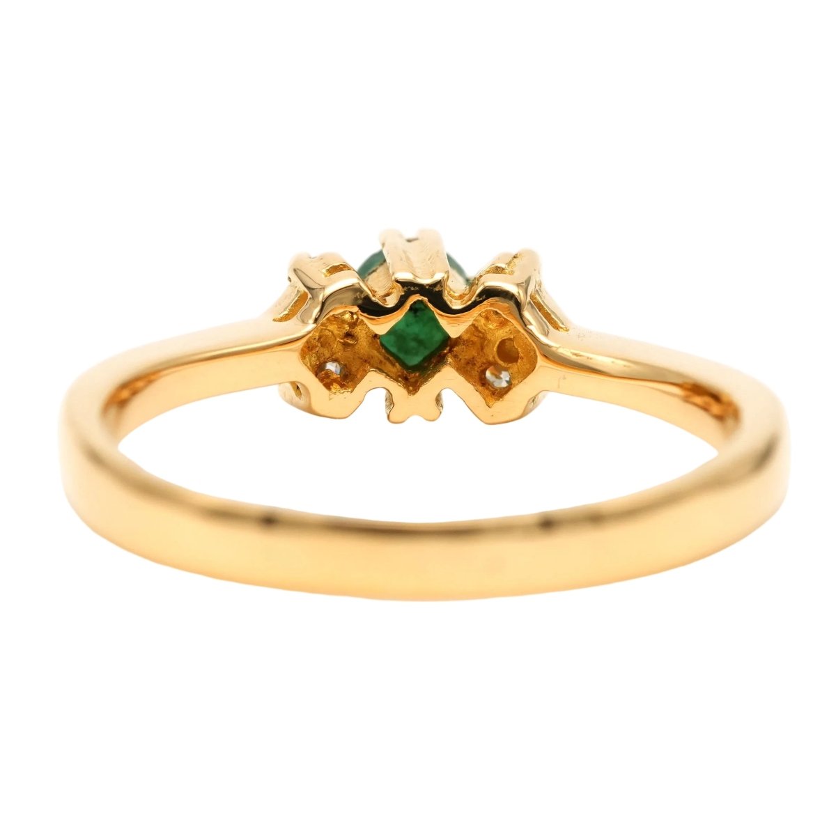Bague Trilogie en or jaune, émeraude et diamants - Castafiore