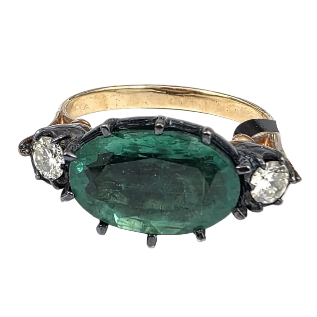 Bague Trilogie en or jaune, émeraude et diamants - Castafiore