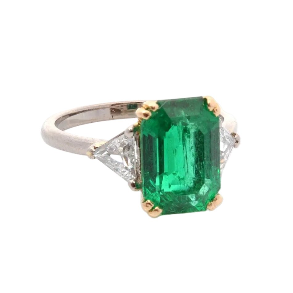 Bague Trilogie en or jaune, émeraude et diamants - Castafiore