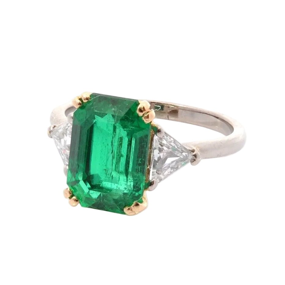 Bague Trilogie en or jaune, émeraude et diamants - Castafiore