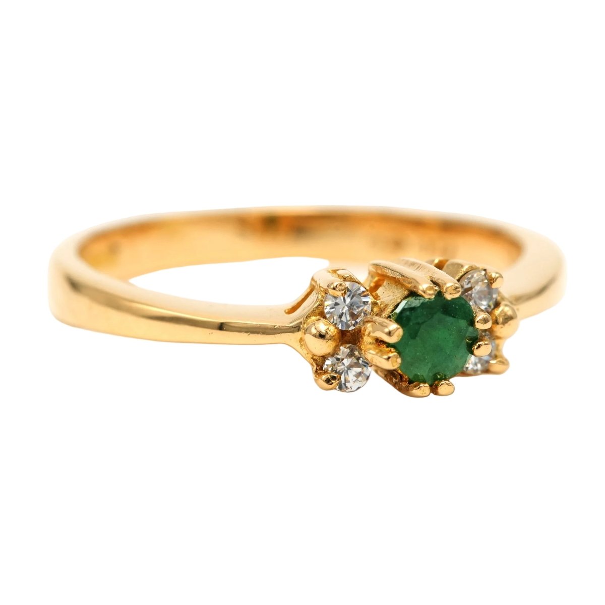 Bague Trilogie en or jaune, émeraude et diamants - Castafiore
