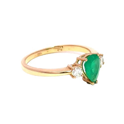Bague Trilogie en or jaune, émeraude et diamants - Castafiore