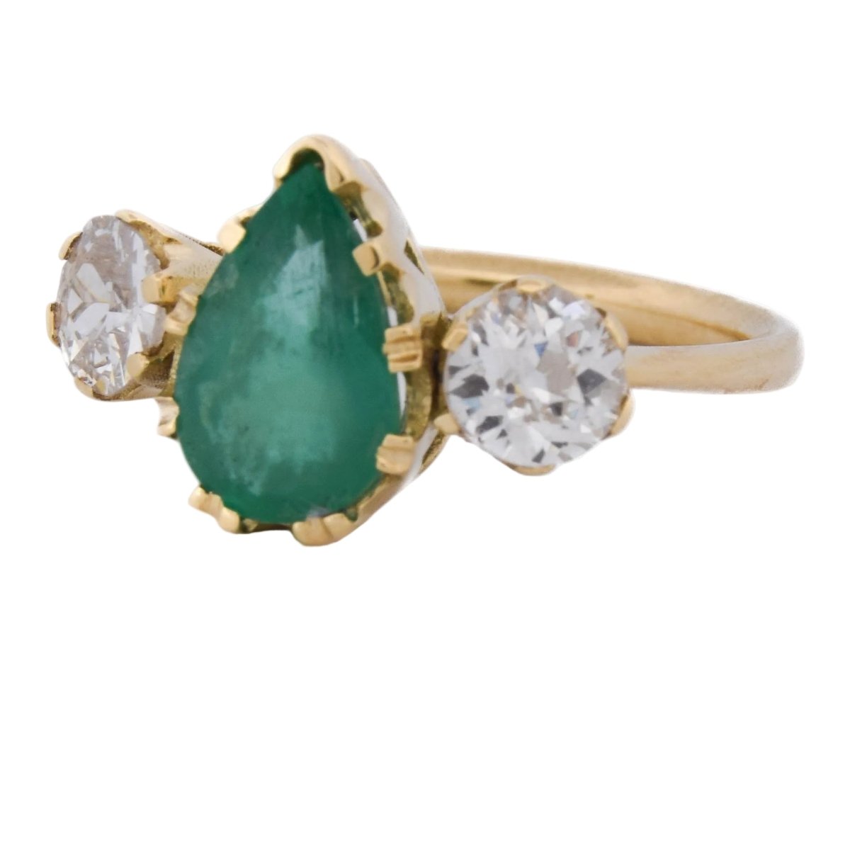 Bague Trilogie en or jaune, émeraude et diamants - Castafiore