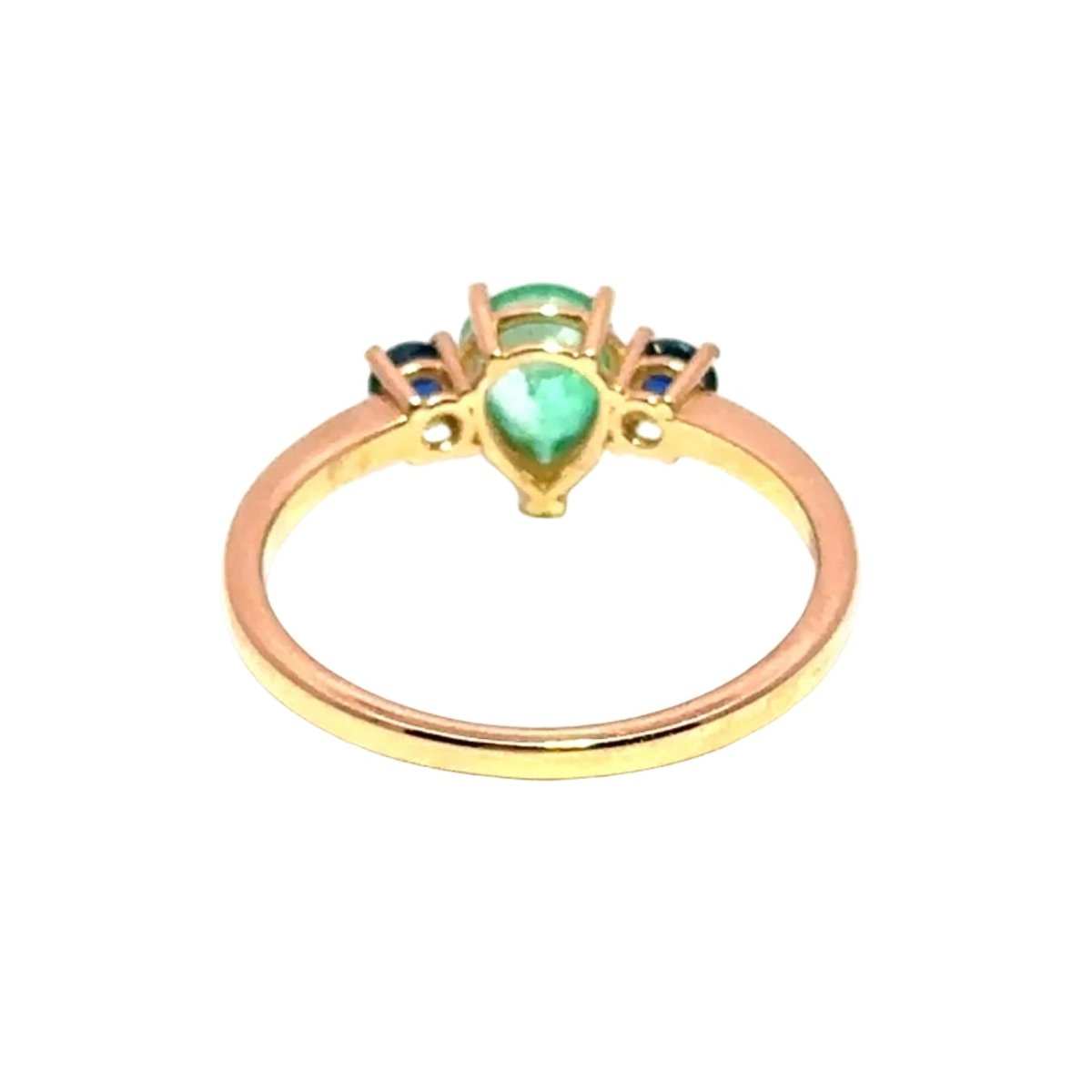 Bague Trilogie en or jaune, émeraude et saphirs - Castafiore