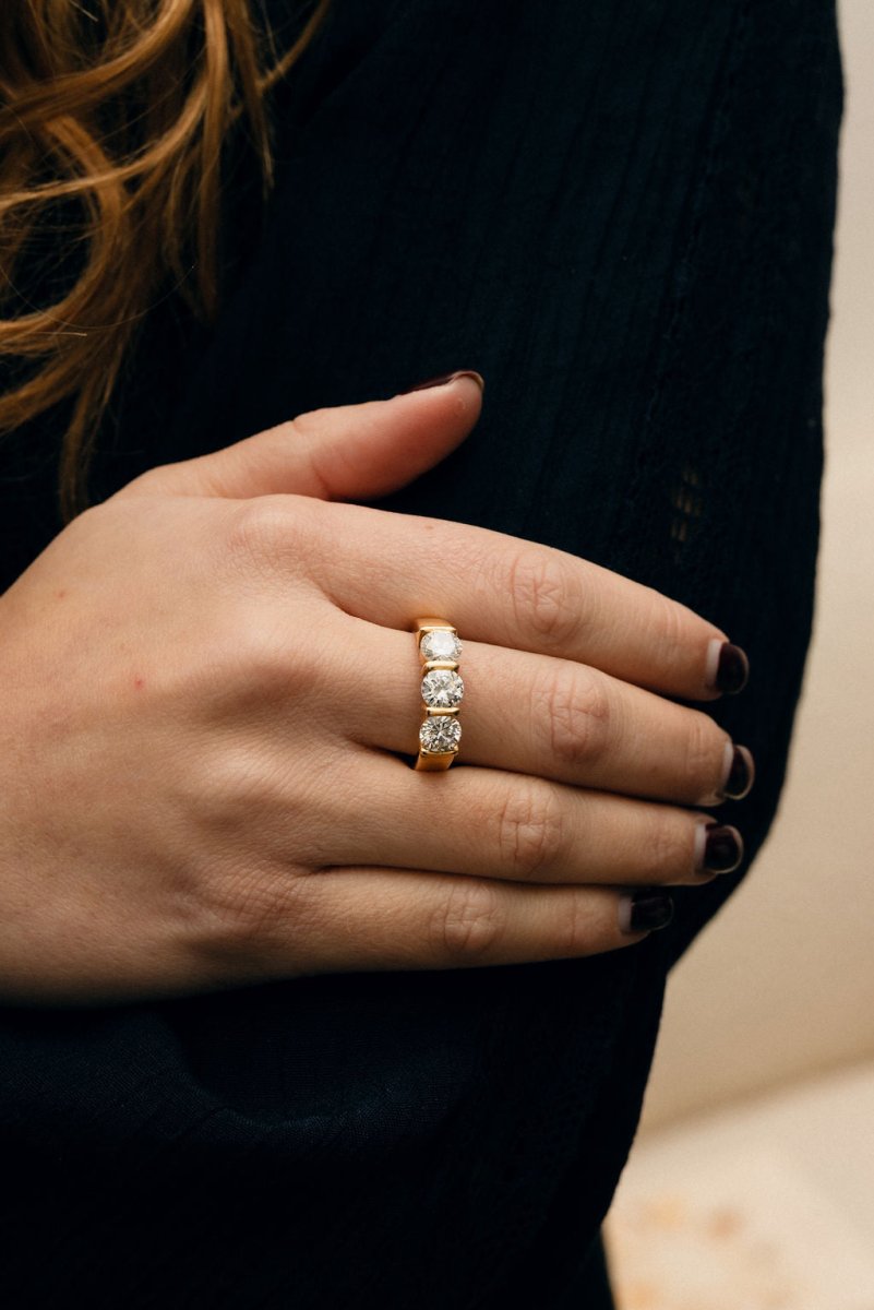 Bague Trilogie en or jaune et diamants - Castafiore