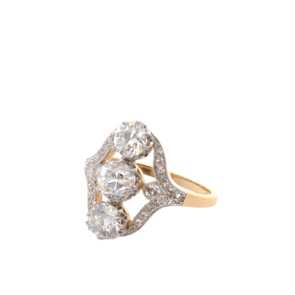 Bague Trilogie en or jaune et diamants - Castafiore