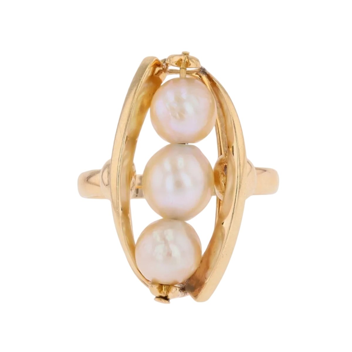 Bague Trilogie en or jaune et perles - Castafiore