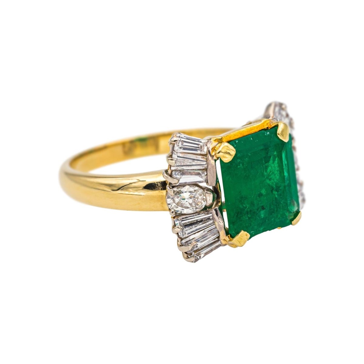 Bague Trilogie en or jaune, or blanc, émeraude et diamants - Castafiore