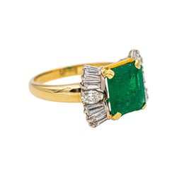 Bague Trilogie en or jaune, or blanc, émeraude et diamants - Castafiore