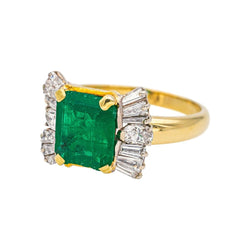 Bague Trilogie en or jaune, or blanc, émeraude et diamants - Castafiore