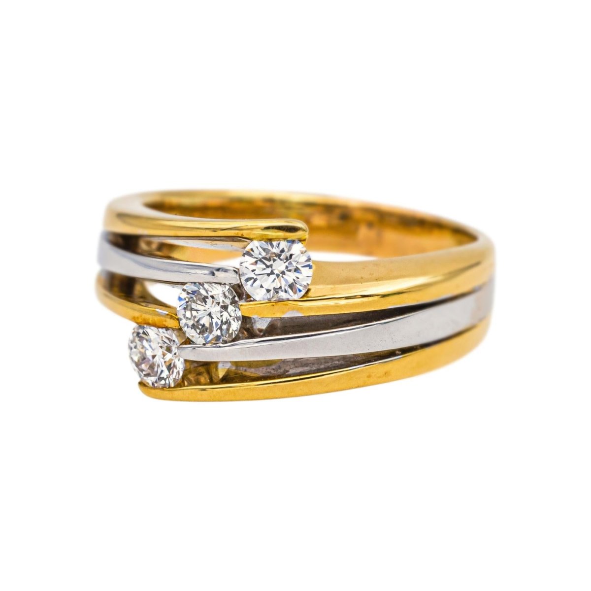 Bague Trilogie en or jaune, or blanc et diamants - Castafiore