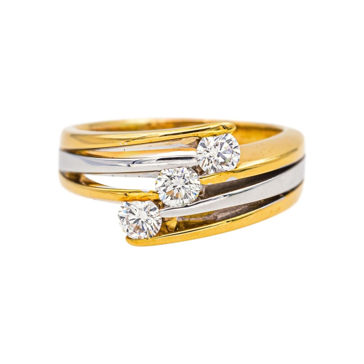 Bague Trilogie en or jaune, or blanc et diamants - Castafiore