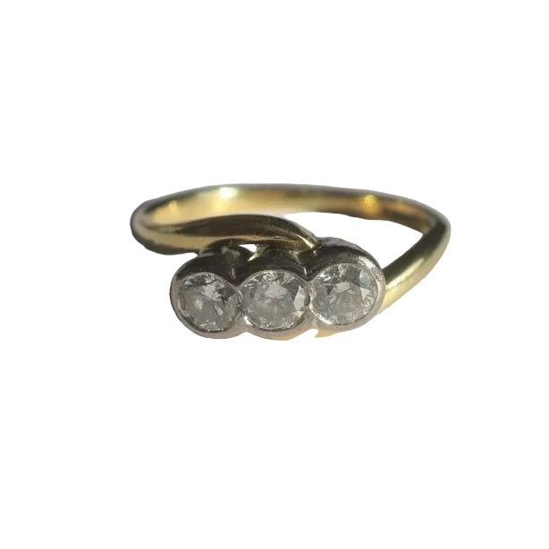 Bague Trilogie en or jaune, or blanc et diamants - Castafiore