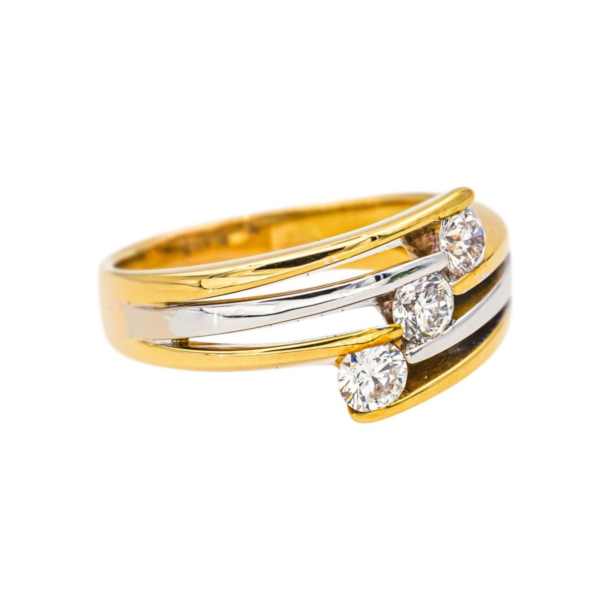 Bague Trilogie en or jaune, or blanc et diamants - Castafiore