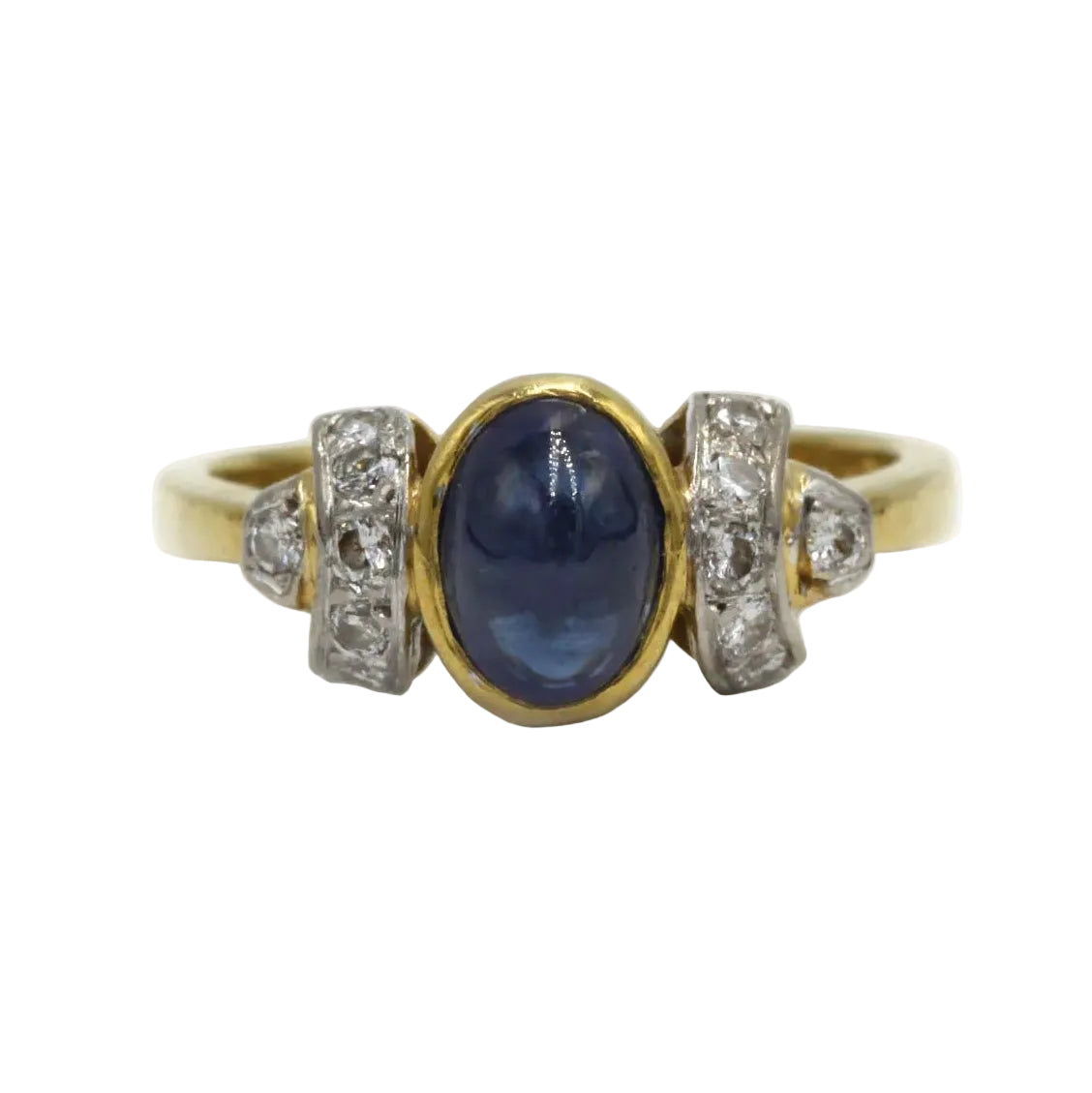Bague Trilogie en or jaune, or blanc, saphir et diamants