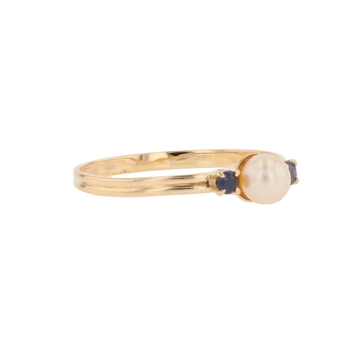 Bague Trilogie en or jaune, perle et saphirs - Castafiore