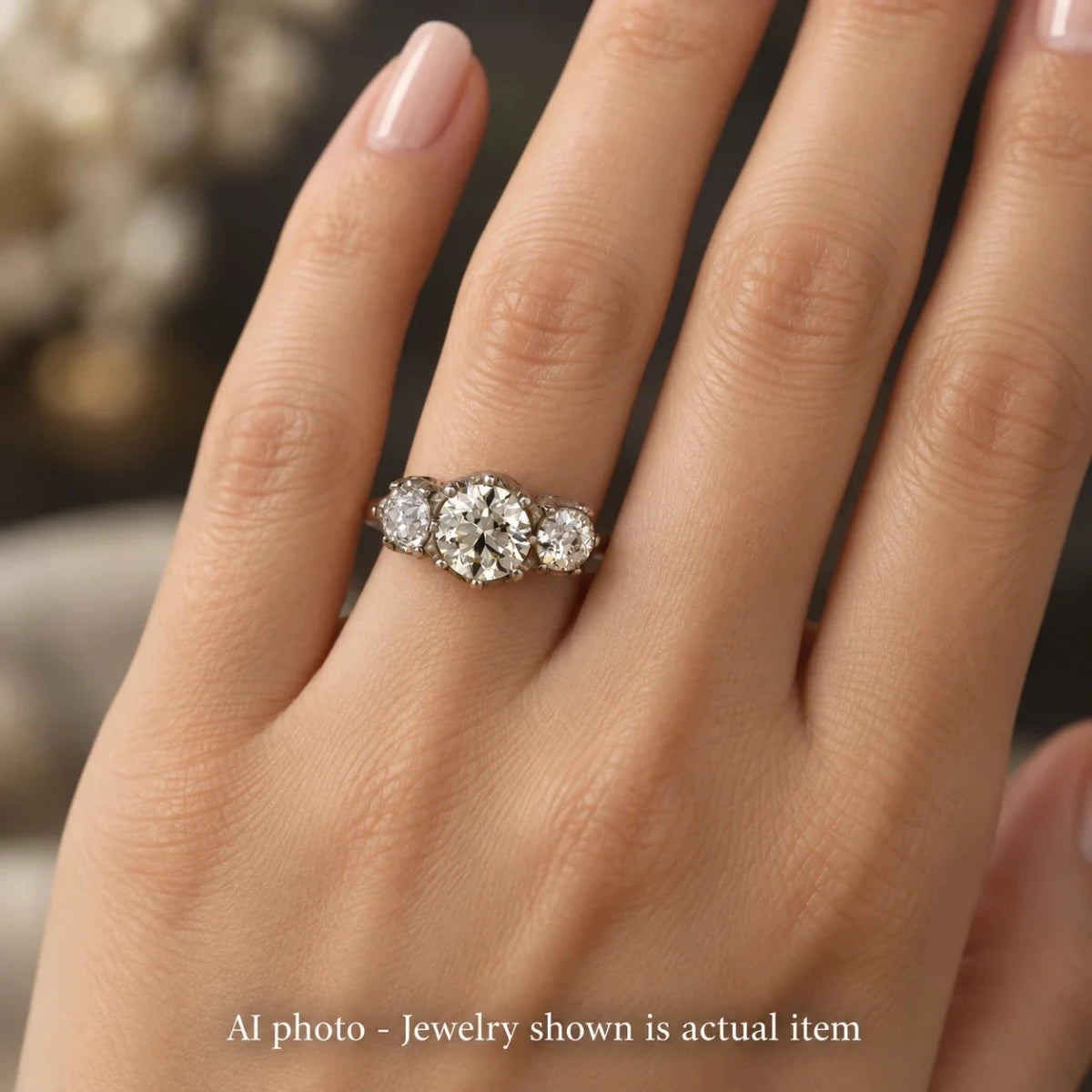 Bague Trilogie en or jaune, platine et diamants - Castafiore