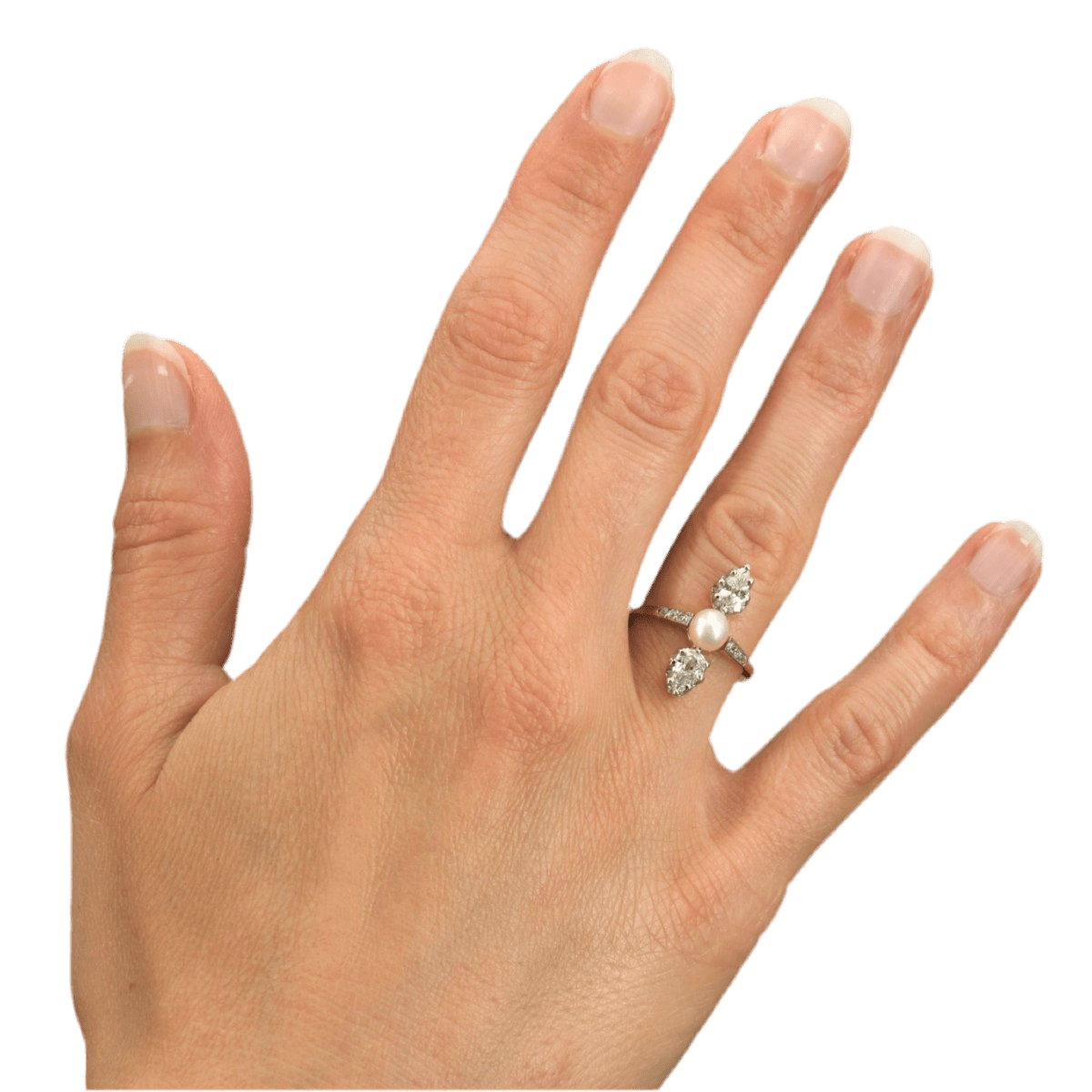 Bague Trilogie en or jaune, platine, perle et diamants - Castafiore