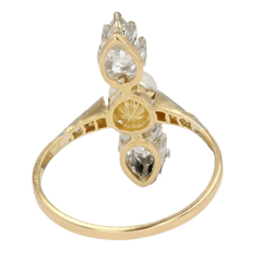 Bague Trilogie en or jaune, platine, perle et diamants - Castafiore