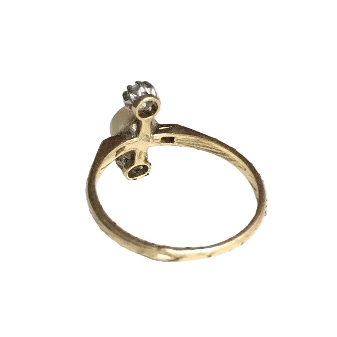 Bague Trilogie en or jaune, platine, perle et diamants - Castafiore