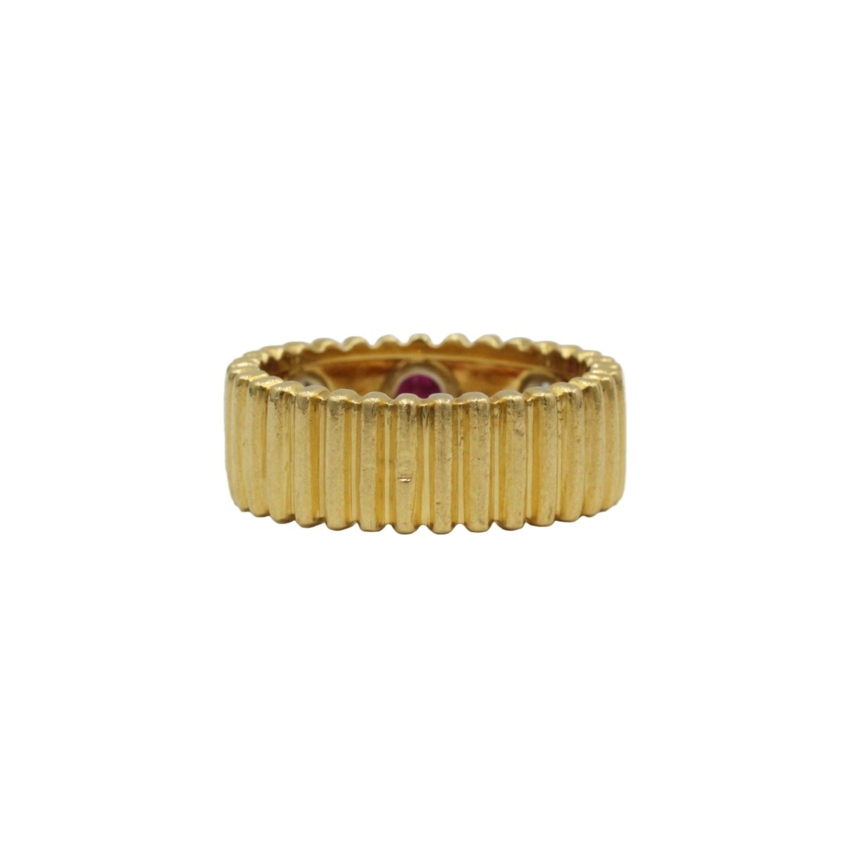 Bague Trilogie en or jaune, rubis et diamants - Castafiore