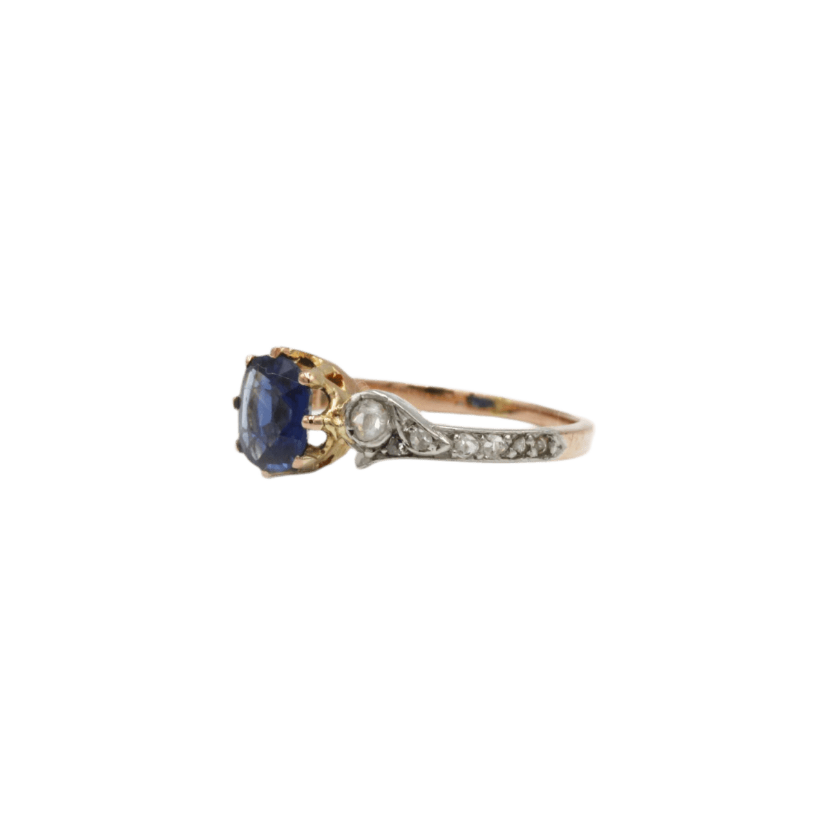 Bague Trilogie en or jaune, saphir et diamants - Castafiore