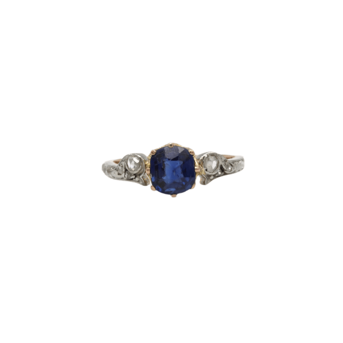 Bague Trilogie en or jaune, saphir et diamants - Castafiore