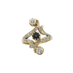 Bague Trilogie en or jaune, saphir et diamants - Castafiore