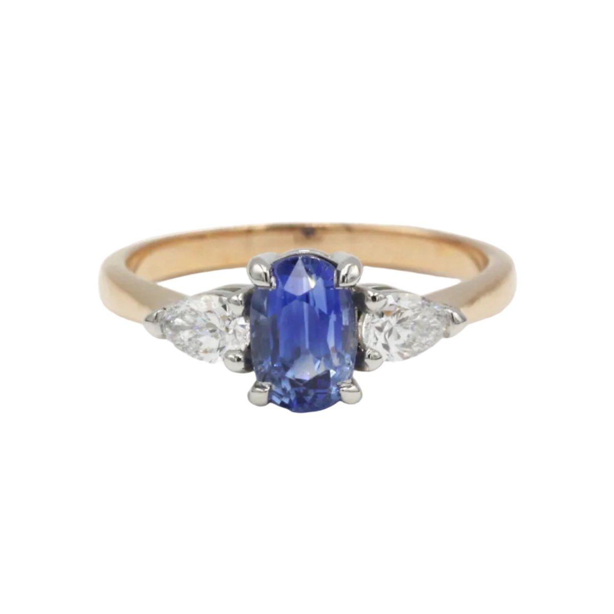 Bague Trilogie en or jaune, saphir et diamants - Castafiore