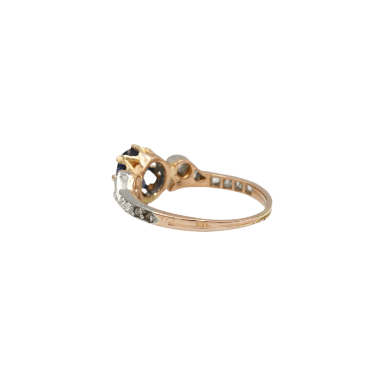 Bague Trilogie en or jaune, saphir et diamants - Castafiore