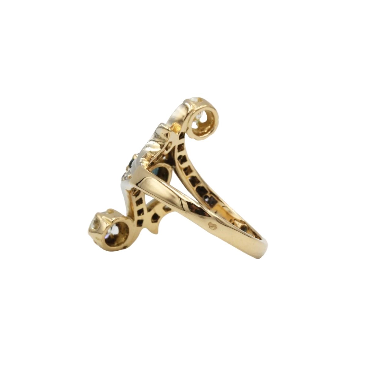 Bague Trilogie en or jaune, saphir et diamants - Castafiore