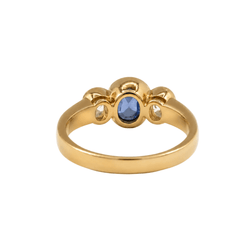 Bague Trilogie en or jaune, saphir et diamants - Castafiore